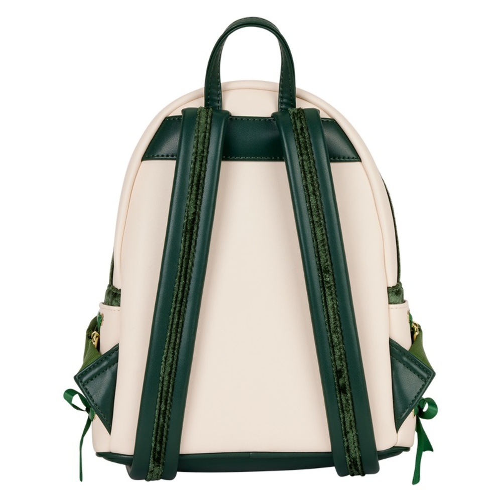 Loungefly Disney Tinker Bell Floral Velvet Green and Cream Mini Backpack - Picture 4 of 7